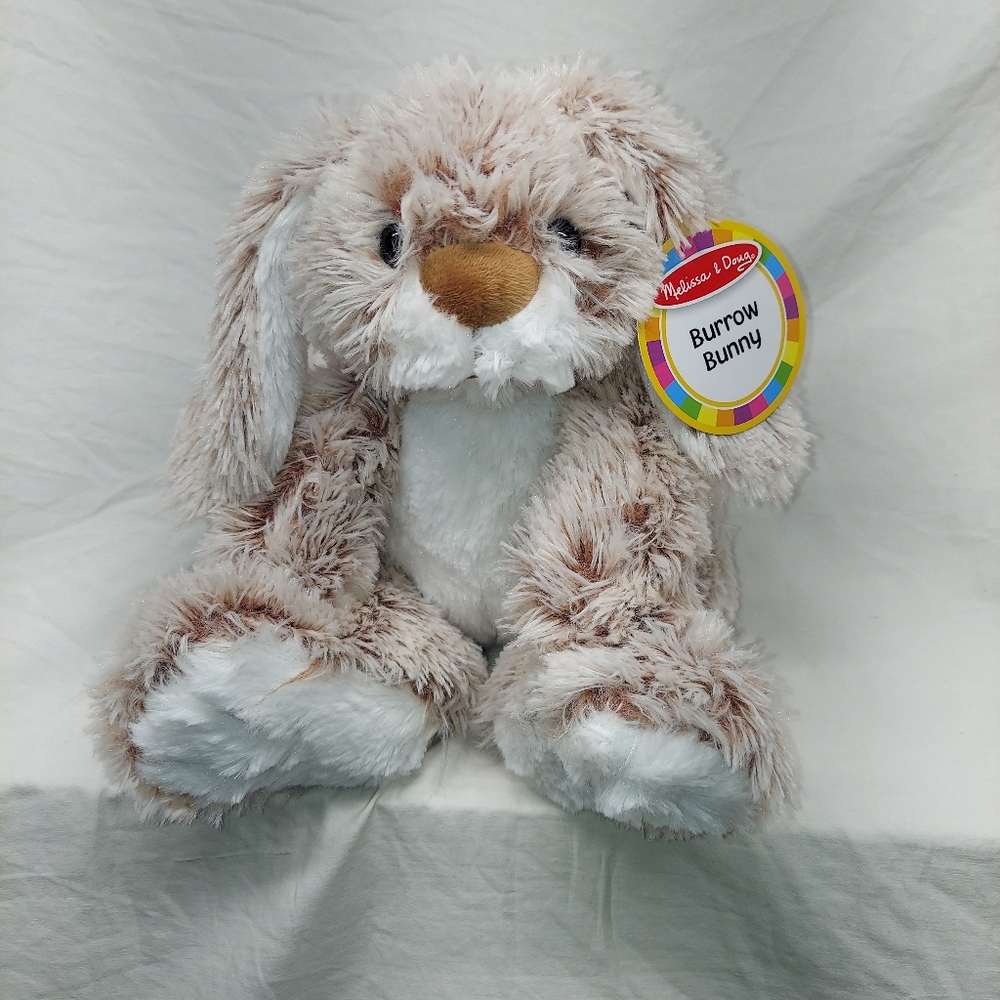 Bunny Rabbit Melissa & Doug Tan Big Foot Fluffy Tail Floppy Ears 9” NWT